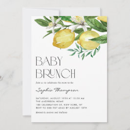 Boho Waterverf Lemon en Blooms Baby Brunch Kaart
