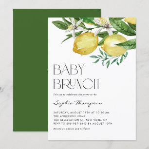 Boho Waterverf Lemon en Blooms Baby Brunch Kaart