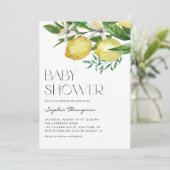 Boho Waterverf Lemon en Blooms Baby shower Kaart (Staand voorkant)