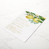 Boho Waterverf Lemon en Blooms Vrijgezellenfeest Folie Uitnodiging (Gedraaid)