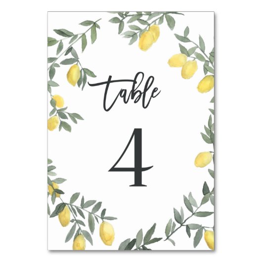 Boho Waterverf Lemon Wreater Tabel 4 Kaart (Achterkant)
