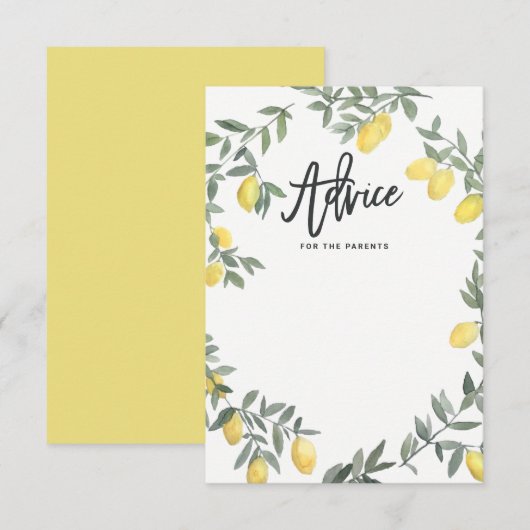 Boho Waterverf Lemon Wreath Advice Kaart (Voorkant / Achterkant)