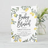 Boho Waterverf Lemon Wreath Baby shower Brunch Kaart (Staand voorkant)