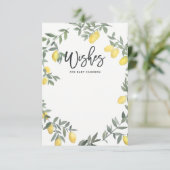 Boho Waterverf Lemon Wreath Baby shower Wishes Advieskaart (Staand voorkant)