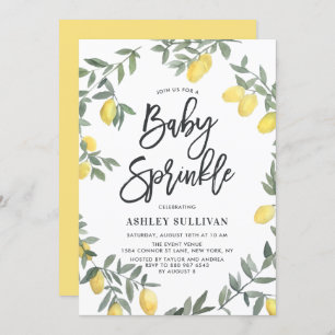 Boho Waterverf Lemon Wreath Baby Sprinkle Shower Kaart