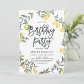 Boho Waterverf Lemon Wreath Birthday Party Kaart (Staand voorkant)