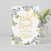 Boho Waterverf Lemon Wreath Bridal Brunch Folie Uitnodiging (Staand Voorkant)