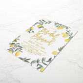 Boho Waterverf Lemon Wreath Bridal Brunch Folie Uitnodiging (Gedraaid)
