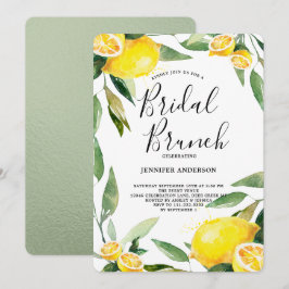 Boho Waterverf Lemon Wreath Bridal Brunch Kaart