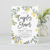 Boho Waterverf Lemon Wreath Couples Shower Kaart (Staand voorkant)