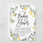 Boho Waterverf Lemon Wreath drive by Baby shower Kaart (Voorkant)