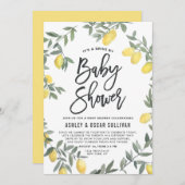 Boho Waterverf Lemon Wreath drive by Baby shower Kaart (Voorkant / Achterkant)