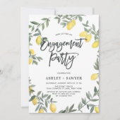 Boho Waterverf Lemon Wreath Engagement Party Kaart (Voorkant)