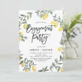 Boho Waterverf Lemon Wreath Engagement Party Kaart (Staand voorkant)