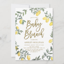 Boho Waterverf Lemon Wreath Gold Baby Brunch Kaart