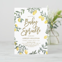 Boho Waterverf Lemon Wreath Gold Baby Sprinkle Kaart