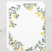 Boho Waterverf Lemon Wreath Persoonlijke Kaart (Voorkant / Achterkant)