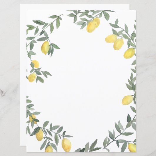 Boho Waterverf Lemon Wreath Persoonlijke Kaart (Voorkant / Achterkant)