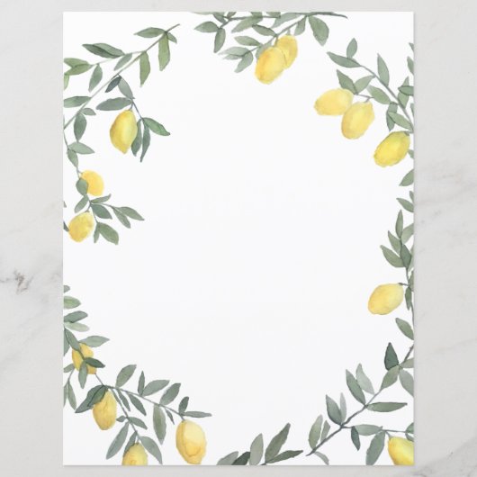 Boho Waterverf Lemon Wreath Persoonlijke Kaart (Voorkant)