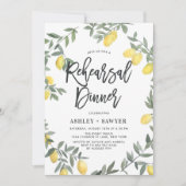 Boho Waterverf Lemon Wreath Real Dinner Kaart (Voorkant)