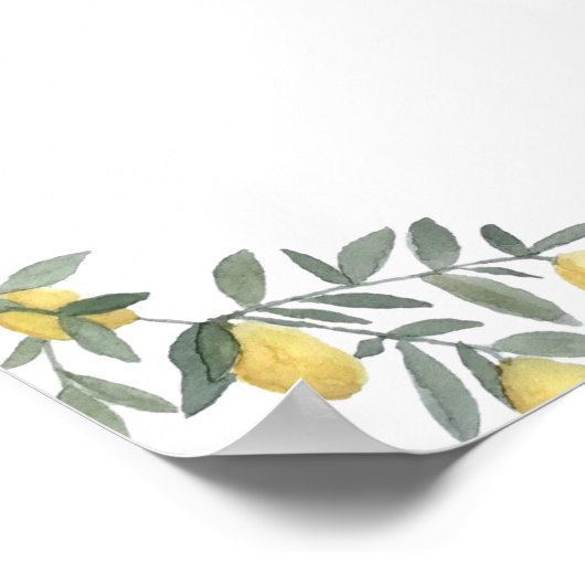 Boho Waterverf Lemon Wreath Summer Poster (Hoek)