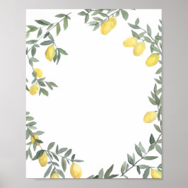 Boho Waterverf Lemon Wreath Summer Poster