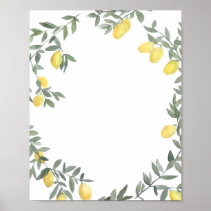 Boho Waterverf Lemon Wreath Summer Poster