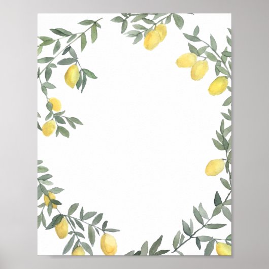 Boho Waterverf Lemon Wreath Summer Poster (Voorkant)