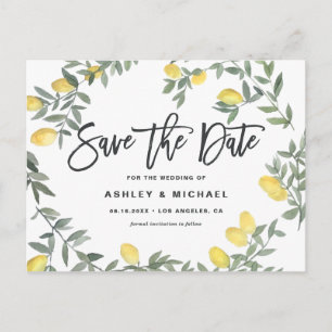Boho Waterverf Lemon Wreath Summer Save the Date Briefkaart