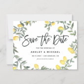 Boho Waterverf Lemon Wreath Summer Save the Date Magnetische Uitnodiging (Voorkant)