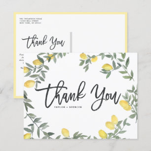 Boho Waterverf Lemon Wreath Summer Wedding Briefkaart