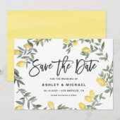 Boho Waterverf Lemon Wreath Summer Wedding Save The Date (Voorkant / Achterkant)