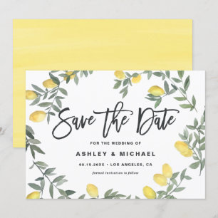 Boho Waterverf Lemon Wreath Summer Wedding Save The Date