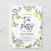 Boho Waterverf Lemon Wreath Tea Party Invitation Kaart (Voorkant)