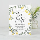 Boho Waterverf Lemon Wreath Tea Party Invitation Kaart (Staand voorkant)