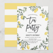 Boho Waterverf Lemon Wreath Tea Party Invitation Kaart (Voorkant / Achterkant)