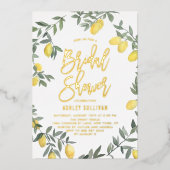 Boho Waterverf Lemon Wreath Vrijgezellenfeest Folie Uitnodiging (Voorkant)