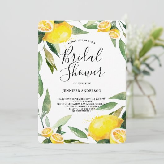 Boho Waterverf Lemon Wreath Vrijgezellenfeest Kaart (Staand voorkant)