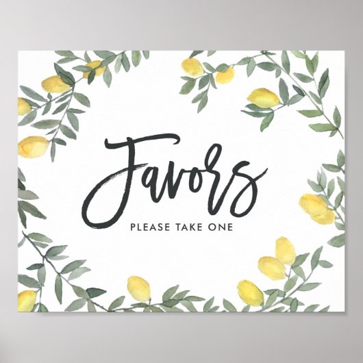 Boho Waterverf Lemon Wreath Wedding Favors Poster (Voorkant)