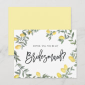 Boho Waterverf Lemon zal mijn bruidsmeisje Kaart z (Voorkant / Achterkant)