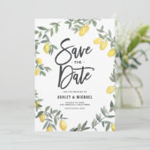 Boho-waterverf lemonenkrans save the date (Staand voorkant)