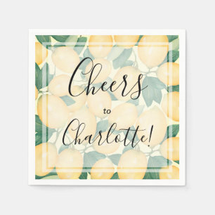 Boho Waterverf Lemons en Greenery Party Servet