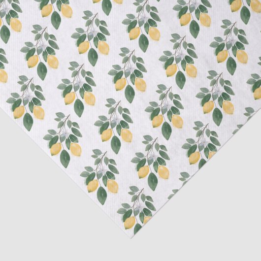 Boho Waterverf Lemons & Greenery Decoupage Tissuepapier (Detail)