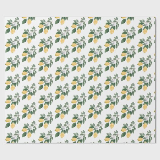 Boho Waterverf Lemons & Greenery Gift Cadeaupapier (Vlak)