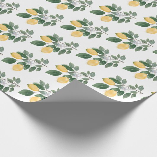 Boho Waterverf Lemons & Greenery Gift Cadeaupapier (Hoek)