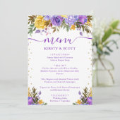 Boho Waterverf Lente Bloemen Bruiloftsmenu Menu (Staand voorkant)