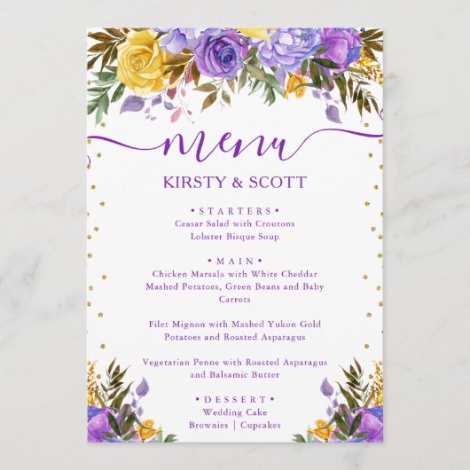 Boho Waterverf Lente Bloemen Bruiloftsmenu Menu (Voorkant)