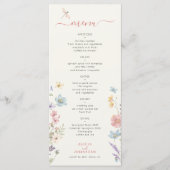 Boho waterverf lente zomer bloemige bruiloft menu (Voorkant)