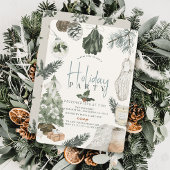 Boho Waterverf lichtblauw kerstfeestje Kaart