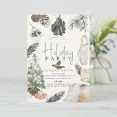 Boho Waterverf lichtblauw kerstfeestje Kaart (Staand voorkant)